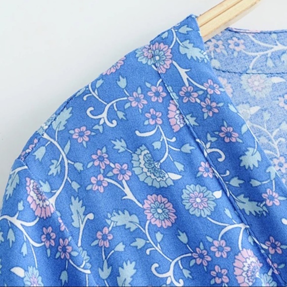 Bohemian Floral Print Maxi Dress Blue Gypsy - Picture 6 of 16